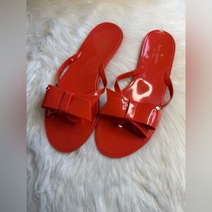 Kate Spade Jelly Sandals Flip Flops Nova Jayla Orange red with bow